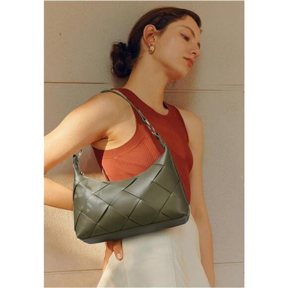 Woven Purses for Women Vegan Leather Hobo Bag Shoulder Handbags - Picture 2 of 6